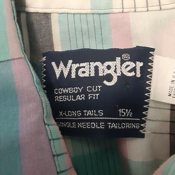Wrangler Cowboy Cut Mens 15.5 X-Long Tails Pearl Snap Western Short Sleeve Shirt - Picture 5 of 9